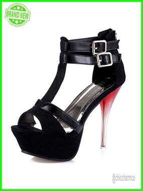 Open Toe Platform High Heel Pump with Glitter Heel